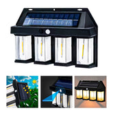 2 Farol Solar Aplique Pared 4 Led Sensor Movimiento L Cálida