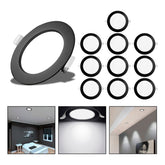 10 Foco Plafon Embutido Redondo 24w Luz Fria Borde Negro