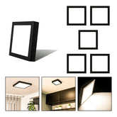 5 Foco Plafon Sobrepuesto Cuadrado 12w Luz Calida B. Negro