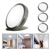 3 Foco Plafon Led Redondo Sobrepuesto 12w Luz Fria Niquel