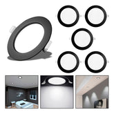 5 Foco Plafon Embutido Redondo 24w Luz Fria Borde Negro