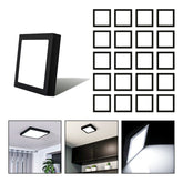 20 Foco Plafon Sobrepuesto Cuadrado 18w Luz Fria B. Negro