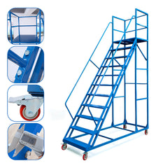 Escalera Industrial Tipo Avión De 10 Peldaños Con Plataforma De 2,5m 550kg