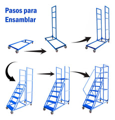 Escalera Industrial Tipo Avion De 7 Peldaños Con Plataforma De 1,85m 550kg