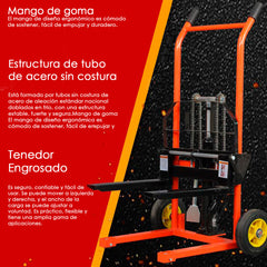 Apilador Hidraulico De Carga 200kg Elevacion 95cm Montacarga Yegua Hardpro