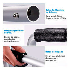 Andador Plegable con Asiento y Ruedas Aluminio Reforzado 150kg