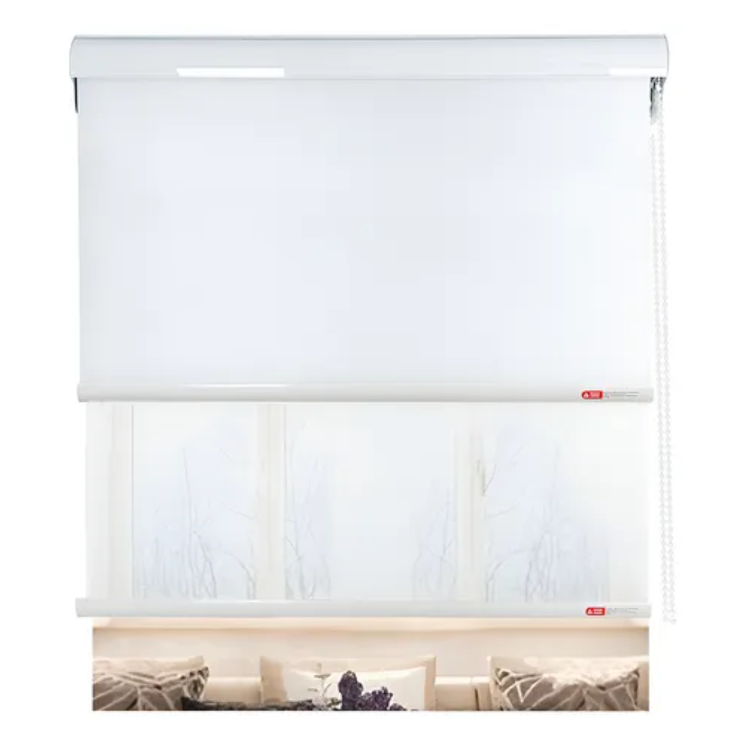 Cortina Roller Blackout Doble Visillo Cenefa 120x200