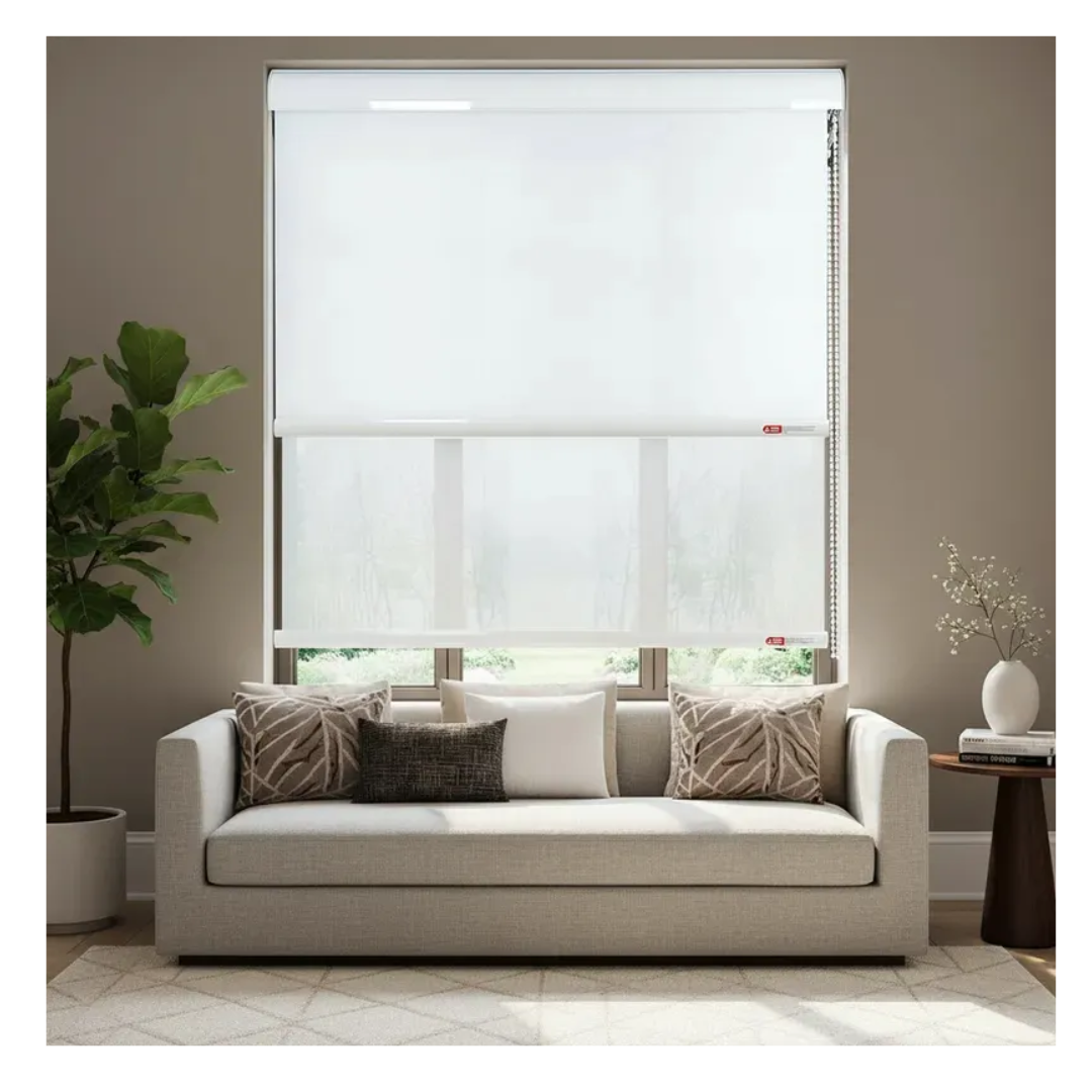 Cortina Roller Blackout Doble Visillo Cenefa 100x200