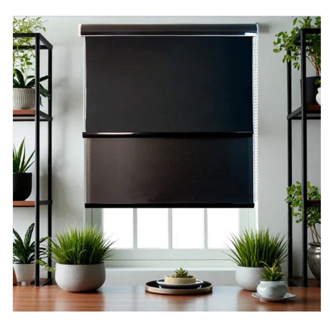 Cortina Roller Blackout Doble Visillo Cenefa 100x200