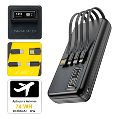 Cargador Bateria Portatil Powerbank Usb De 20000mah 4 En 1