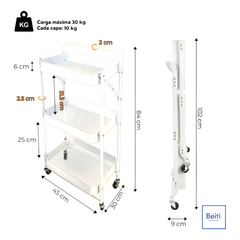 Carro Plegable Carrito Organizador Estante Con Rueda Multiuso