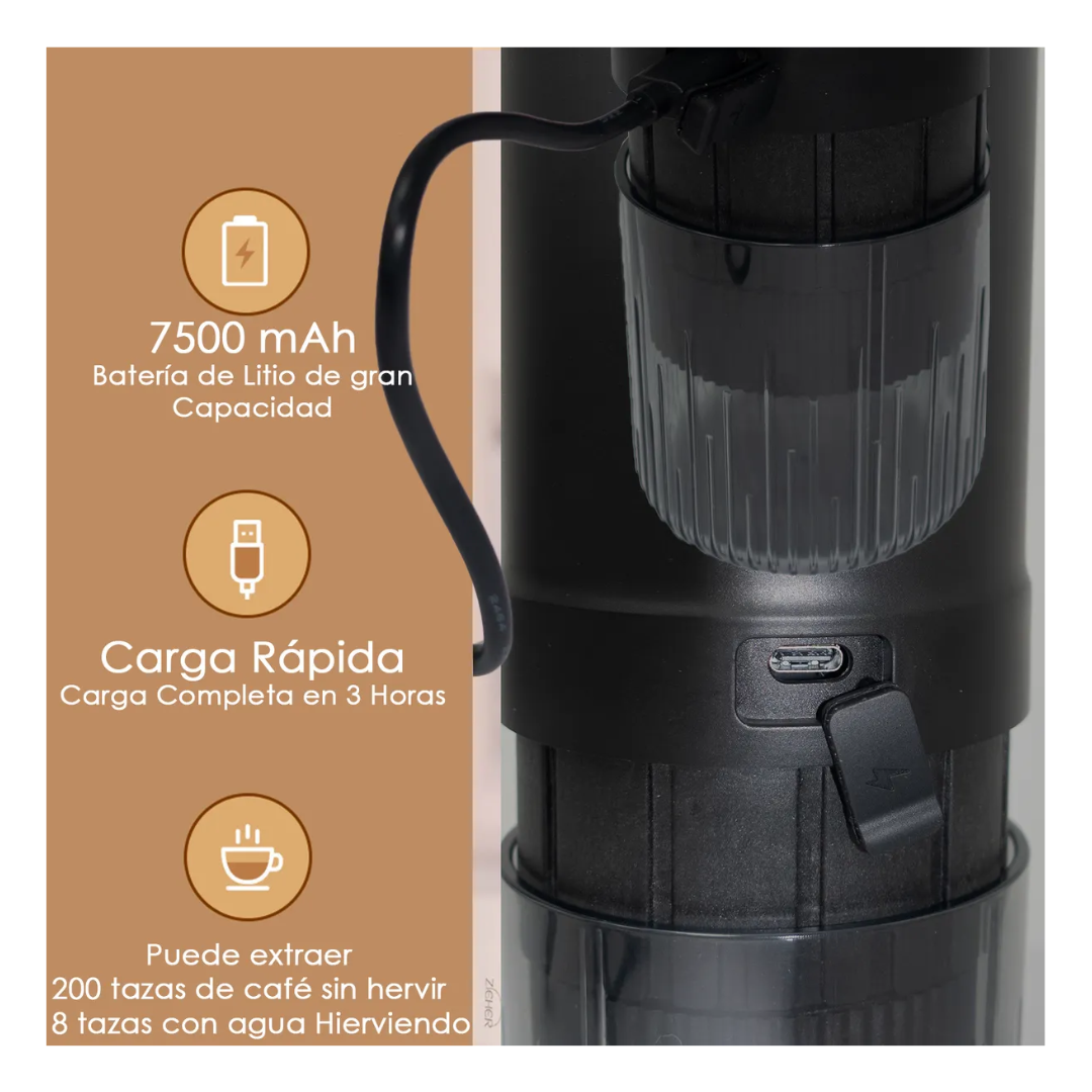 Cafetera Portatil 3 En 1 Cafe Molido Y Capsulas 140w Negro