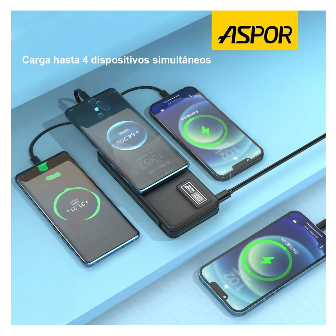 Cargador Bateria Portatil Powerbank Usb De 20000mah 4 En 1