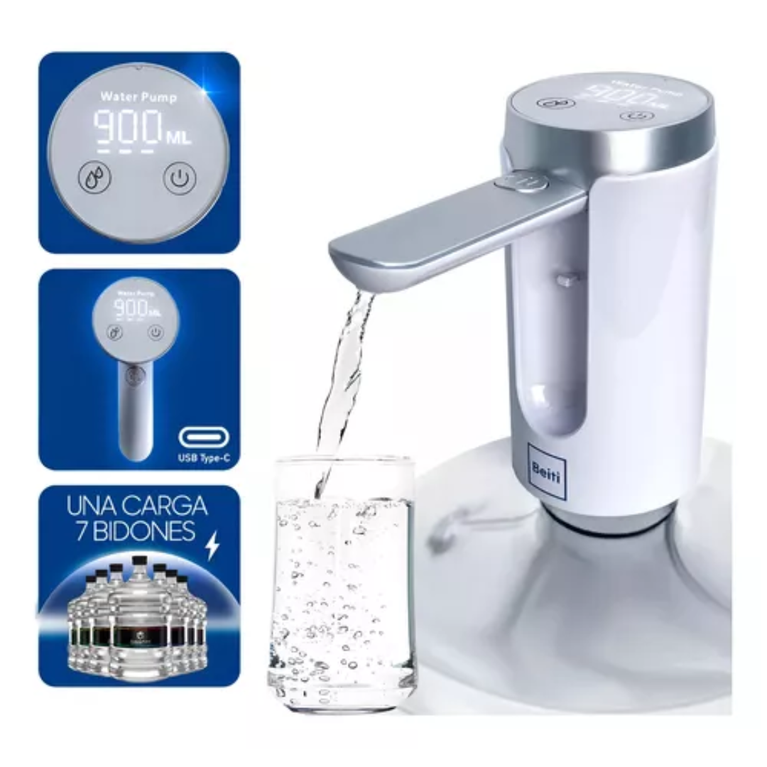 Dispensador De Agua Eléctrica Portatil Bomba Con Usb Recargable 7 Bidones