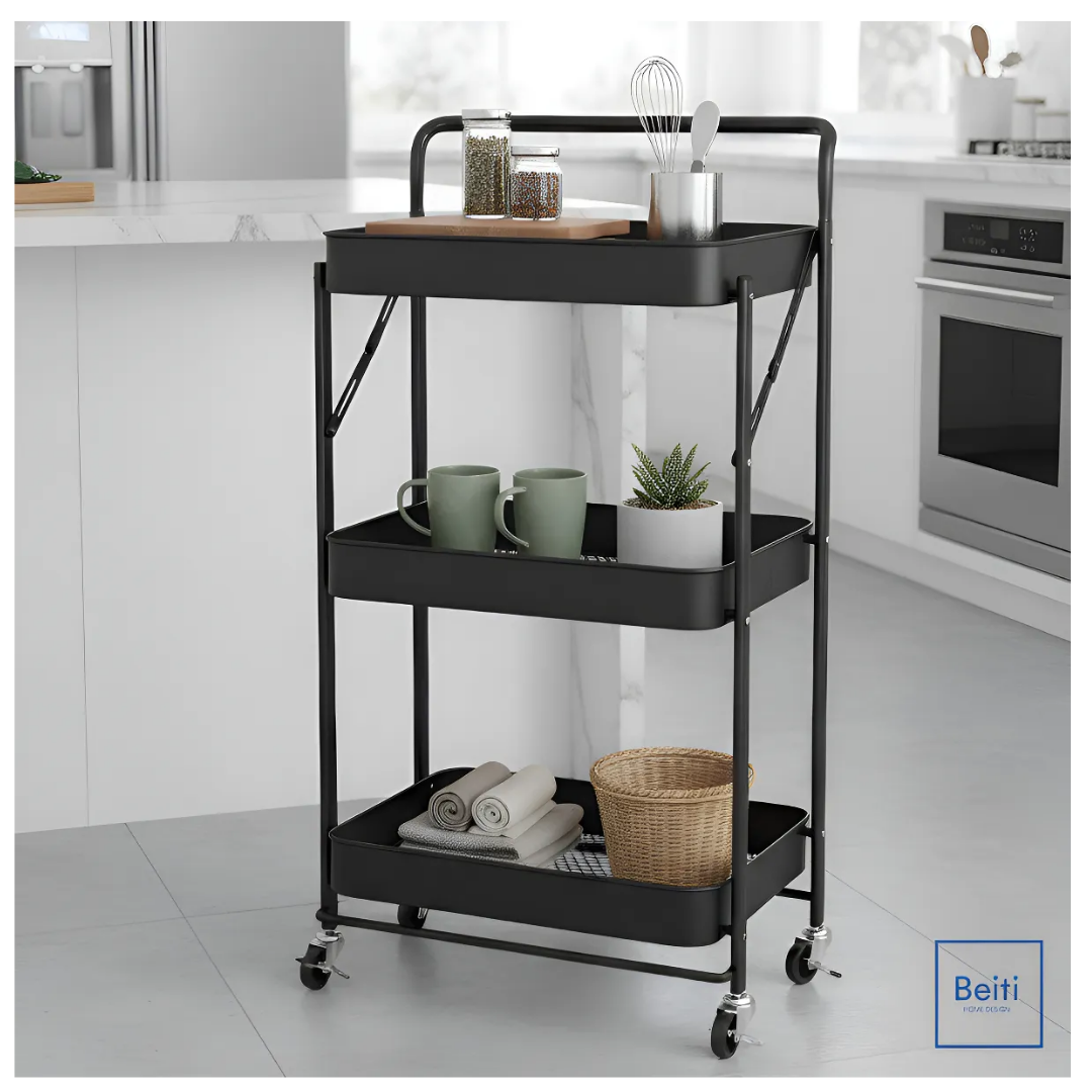 Carro Plegable Carrito Organizador Estante Con Rueda Multiuso