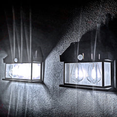3 Farol Solar Aplique Pared 2 Ampolletas Led Sensor Luz Fría