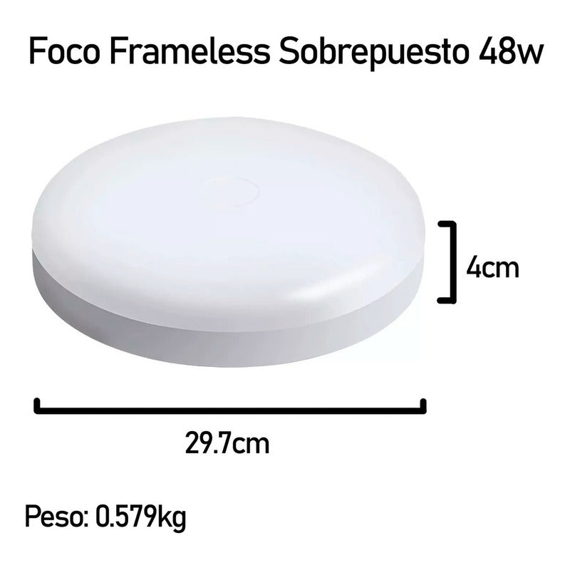 10 Foco Plafon Frameless Led Techo Sobrepuesto 48w Luz Fria