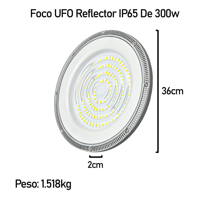 10 Foco Plafon 300w Ip65 Industrial Techo Campana Luz Fría