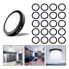 20 Foco Plafon Sobrepuesto Redondo 12w Luz Fria Borde Negro