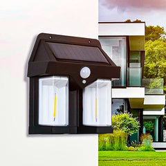 3 Farol Solar Aplique Pared 2 Led Sensor Movimiento Luz Cálida