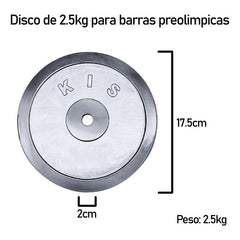 Disco Preolímpico 2.5 Kg Cromo Pesas Profesional Mancuernas