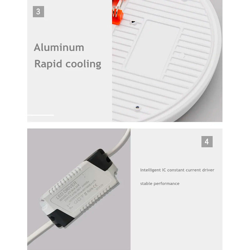 Foco Plafon Embutido 48w Sin Bordes Redondo Luz Blanca Fria