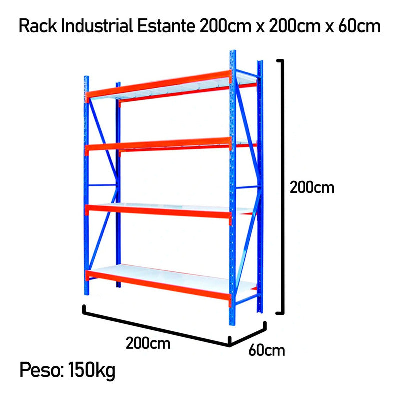 Estante Metálico Rack 200x200x60cm Sin Pernos 800kg
