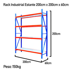 Estante Metálico Rack 200x200x60cm Sin Pernos 800kg