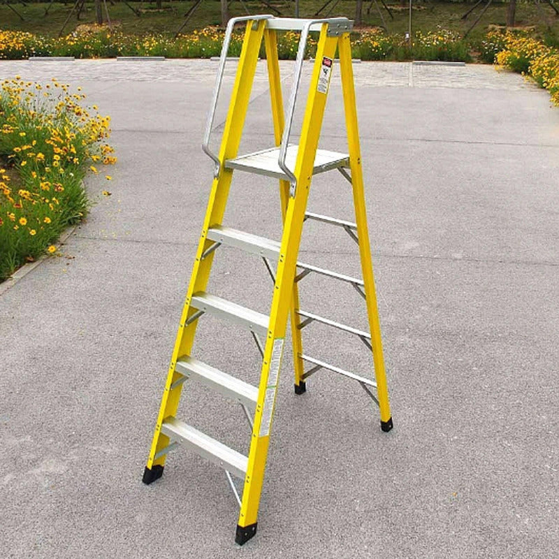 Escalera Industrial Plataforma Fibra De Vidrio 6 Peldaños