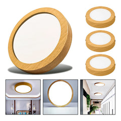 3 Foco Plafon Led Redondo Sobrepuesto 36w Luz Fria Madera