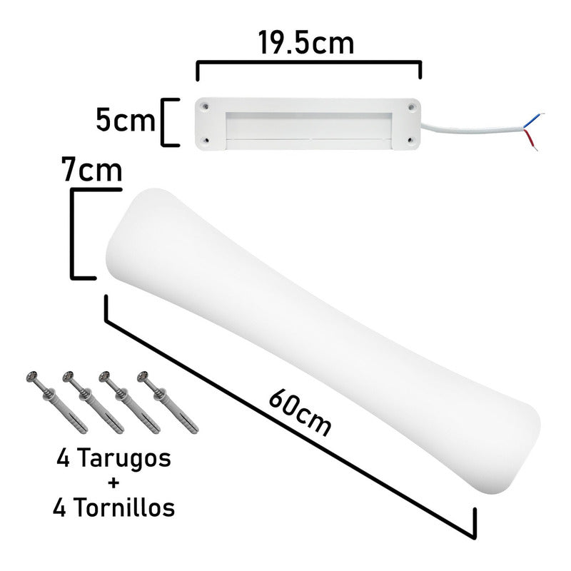 Foco Led Tubo Rectangular 24w Luz Fria 60cm Para Techo