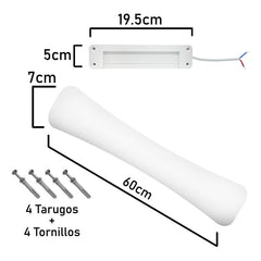 Foco Led Tubo Rectangular 24w Luz Fria 60cm Para Techo