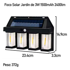 2 Farol Solar Aplique Pared 4 Led Sensor Movimiento L Cálida