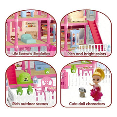 Casa De Muñecas Infantil Mascotas Y Muebles 191pcs