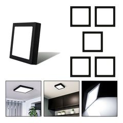 5 Foco Plafon Sobrepuesto Cuadrado 18w Luz Fria B. Negro