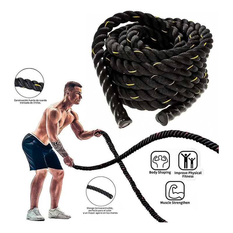 Cuerda Crossfit Battle Rope Correa 9 Metros X 38 Milimetros
