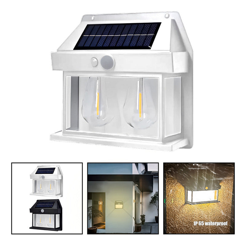 Farol Solar Jardin Aplique Pared Foco Led Luz Calida