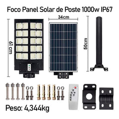 3 Foco Poste Solar Led 1000w Ip67 Exterior Alta Potencia C/r