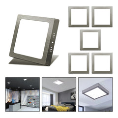 5 Foco Plafon Led Cuadrado Sobrepuesto 18w Luz Fria Niquel