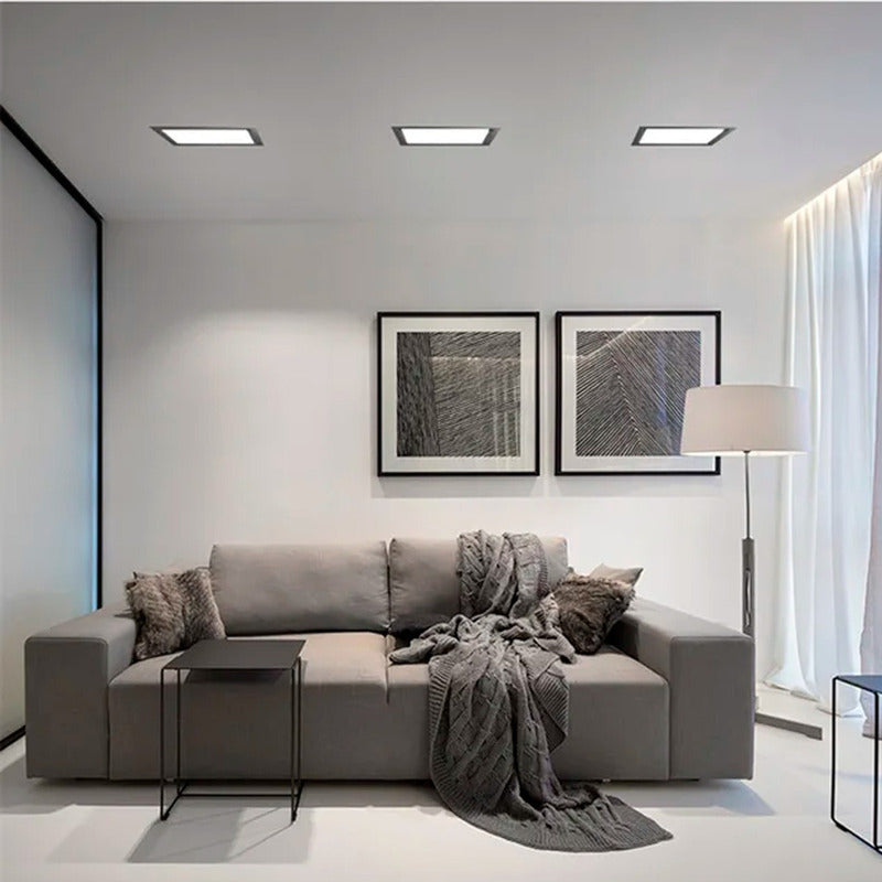 Foco Plafon Led Sobrepuesto Cuadrado 24w Luz Calida B. Negro