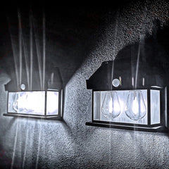 Farol Solar Aplique Pared 2 Ampolletas Led Sensor Luz Fría