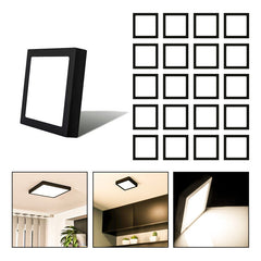20 Foco Plafon Sobrepuesto Cuadrado 24w Luz Calida B. Negro