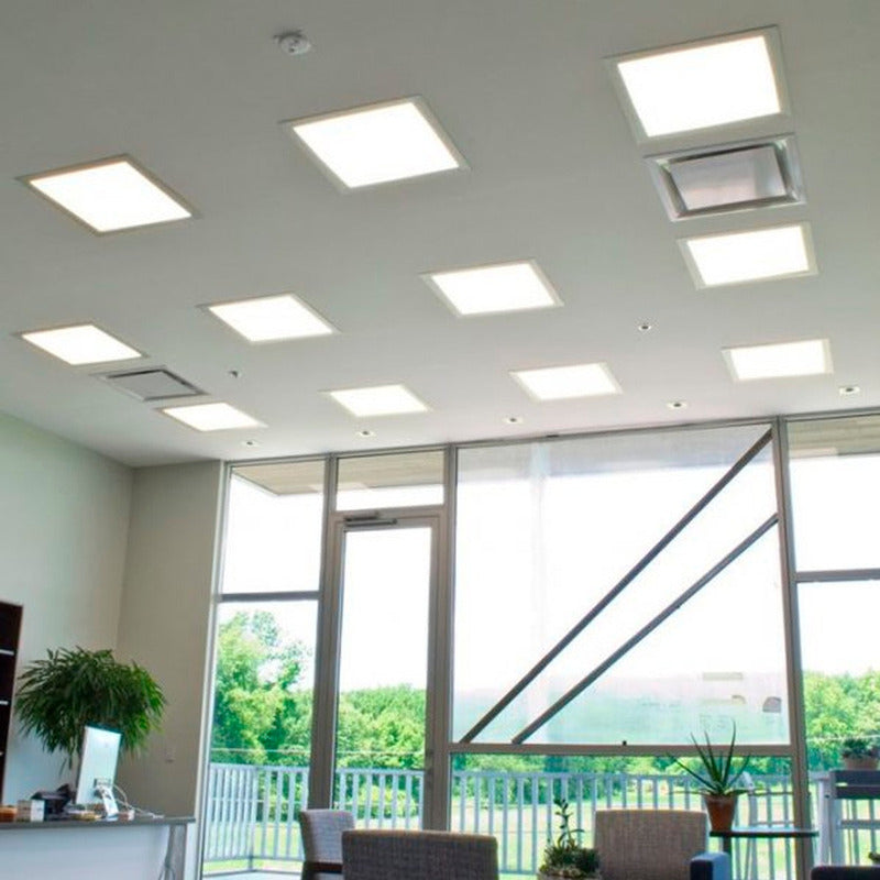 6 Foco Panel Led 48w 60x60cm Sobrepuesto Frio B. Blanco