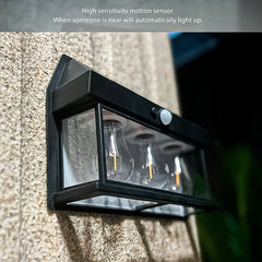 Farol Solar Aplique Pared 3 Ampolletas Led Sensor Luz Fría