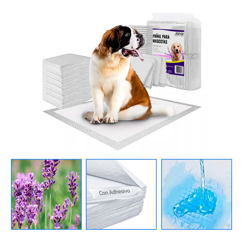 40 Pañales Sabanillas Aroma Adhesivo Mascotas Perros 60x90cm