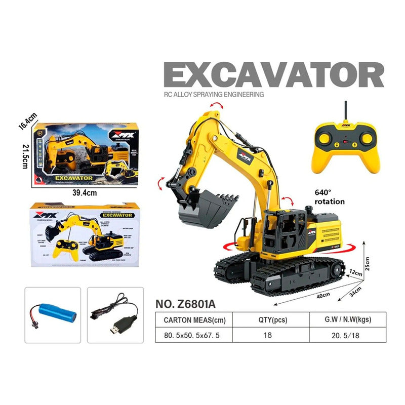 Auto A Control Excavadora Brazo Eléctrico Sonido Humo Luces