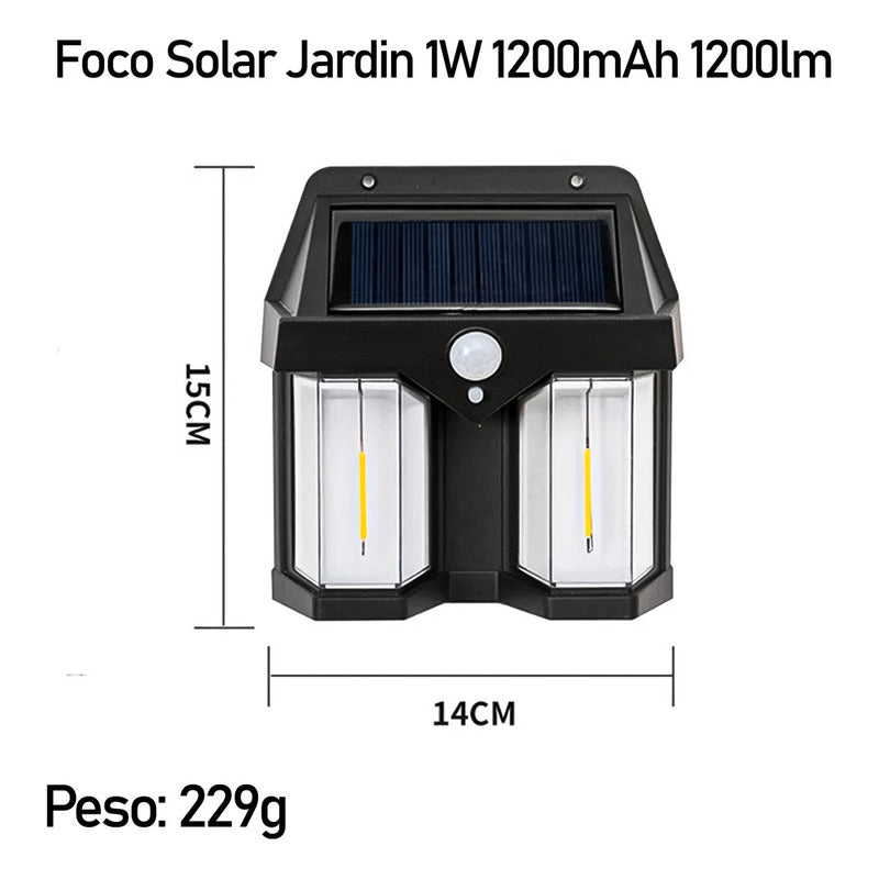 6 Farol Solar Aplique Pared 2 Led Sensor Movimiento Luz Cálida