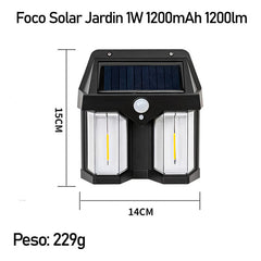 3 Farol Solar Aplique Pared 2 Led Sensor Movimiento Luz Cálida
