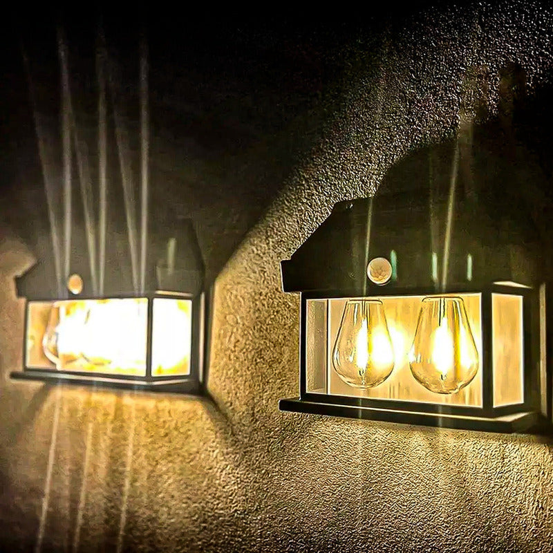 Farol Solar Jardin Aplique Pared Foco Led Luz Calida