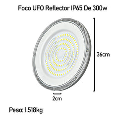 Foco Plafon 300w Ip65 Industrial Techo Campana Luz Fría